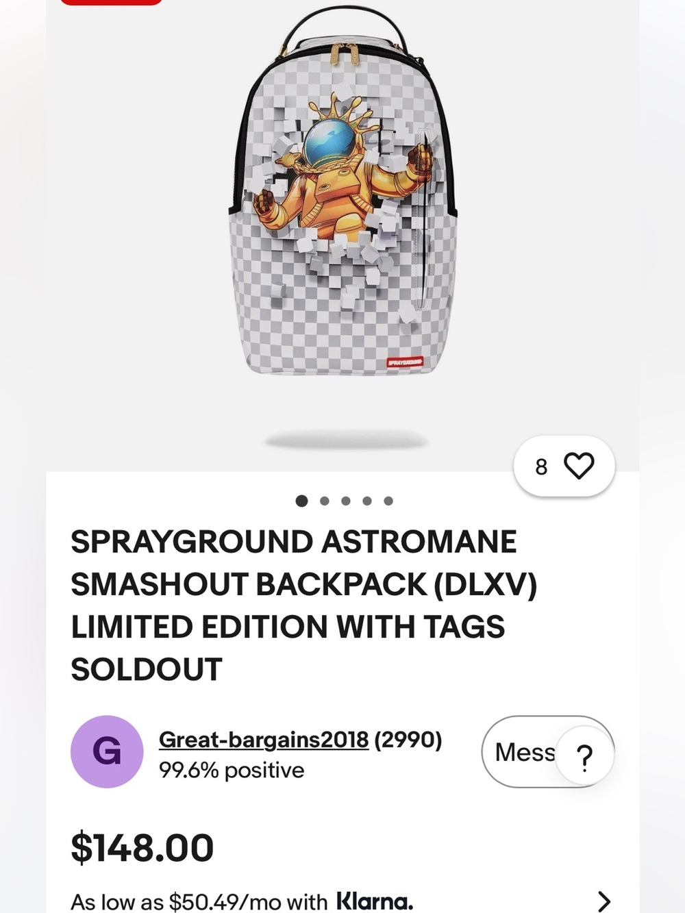 SprayGround Space Astronaut Kids Backpack in Yellow and White -